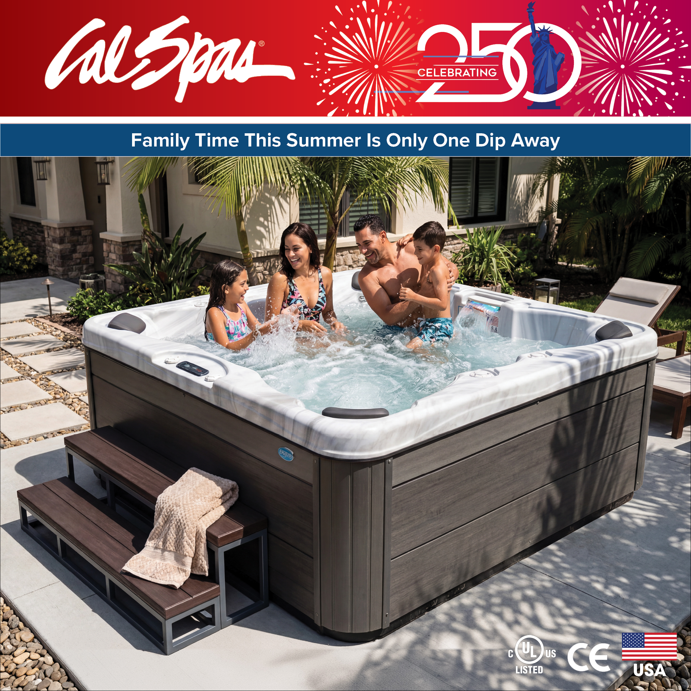 Calspas hot tub being used in a family setting - Seatac
